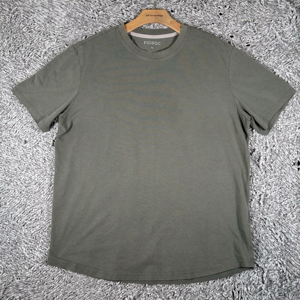 FIOBOC T-Shirt Mens XL Short Sleeve Green Stretch Performance Preppy Luxury